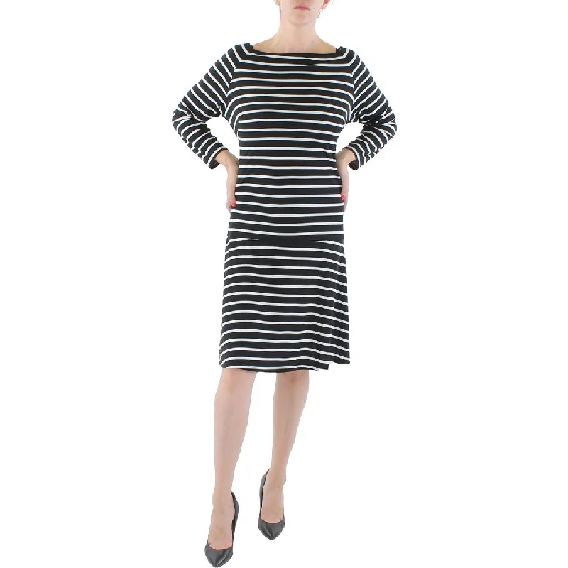 Christmas Dresses for Holiday -Lauren Ralph Lauren Womens Plus Knit Striped Shift Dress