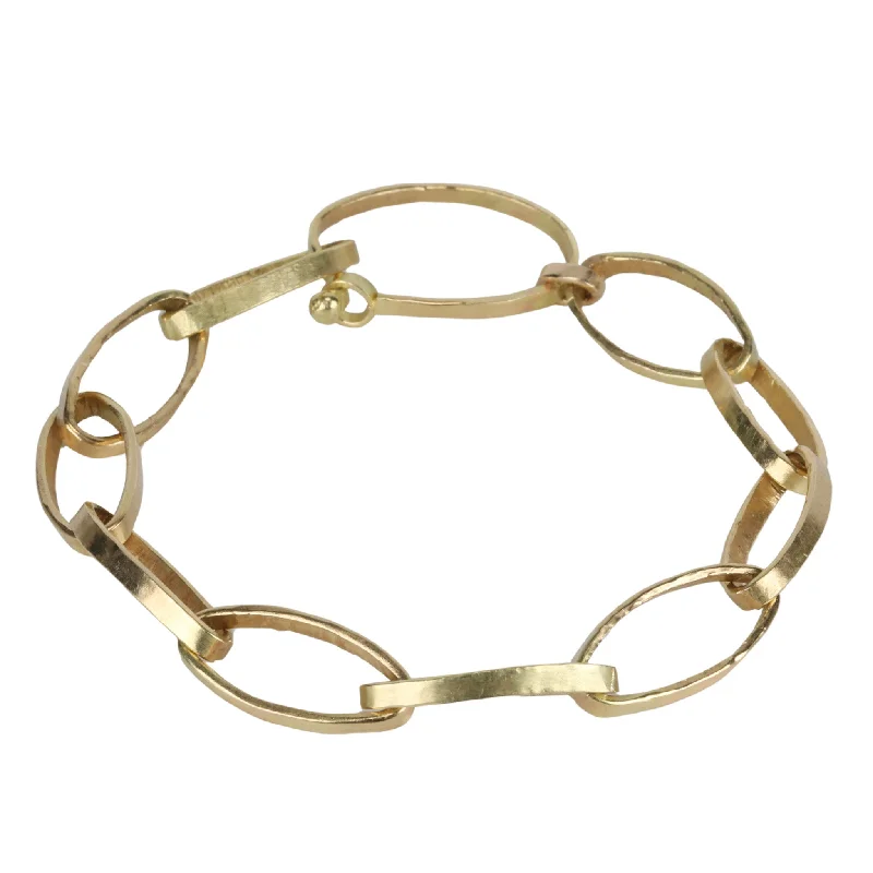 Bangles with chunky designs for statement wear -"Isabella" 18 Karat Yellow Gold Oval Link Bracelet