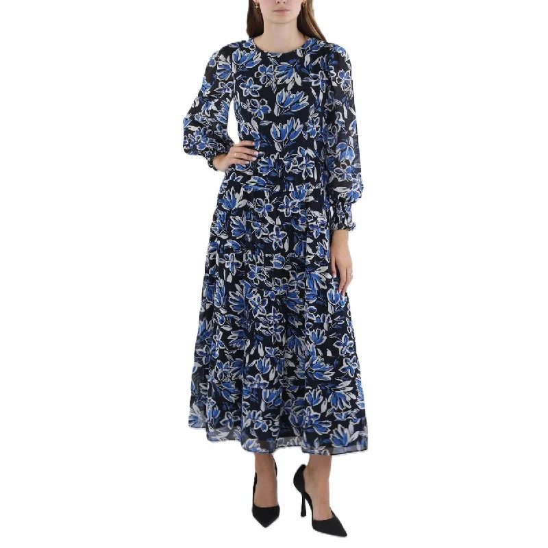 Birthday Dresses for Celebration -Donna Morgan Womens Floral Print Ruffled Maxi Dress