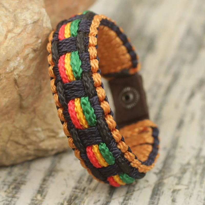 Bracelets with etched floral bands for detail -Good Vibes Men's Colorful Woven Wristband Bracelet