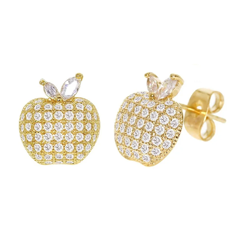 Rings with topaz stones for icy blue -Cubic Zirconia Micro Pave Apple Earring