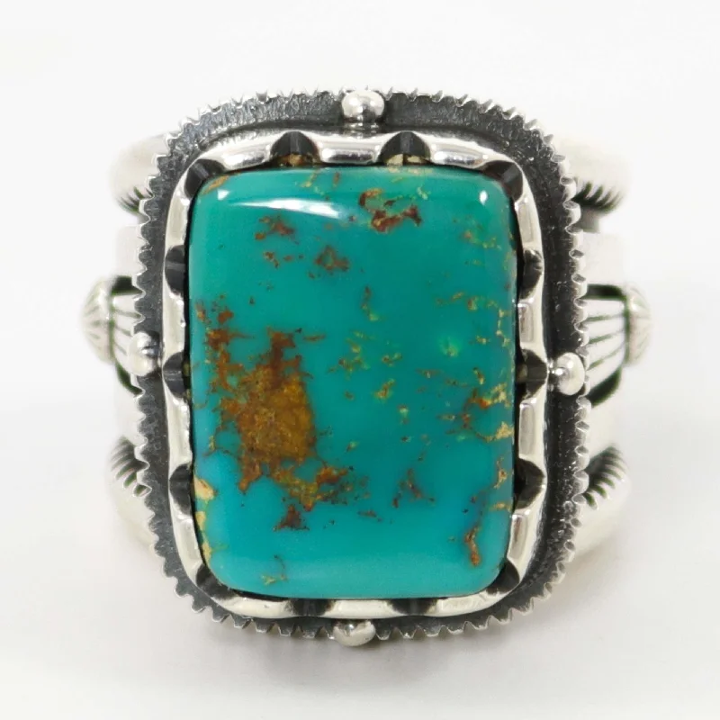 Platinum rings with sparkling sapphire center stones -Royston Turquoise Ring