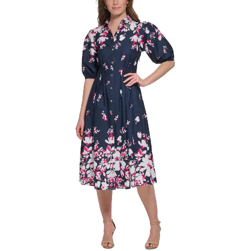 Modern Dresses for Trendy -Tommy Hilfiger Womens Cotton Floral Print Shirtdress