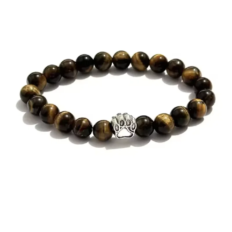 Bangles with labradorite stones for mystic flash -PawZee Tiger's Eye Paw Print Charm Bracelet