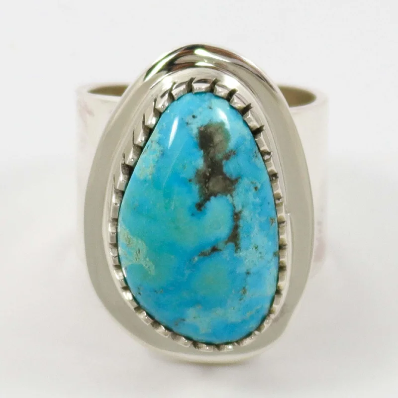 Sterling silver rings with vibrant turquoise stones -Morenci Turquoise Ring