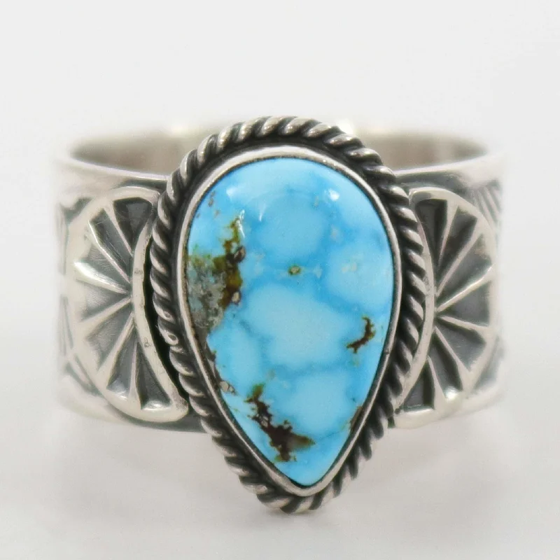 Rings with citrine stones for sunny vibes -Kingman Turquoise Ring