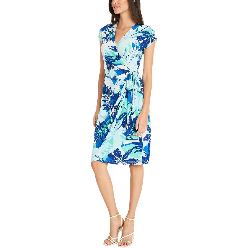 Cotton Dresses for Comfort -Maggy London Womens Printed Tie Waist Wrap Dress