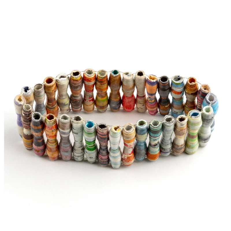 Bangles with agate slices for earthy look -Recycled Plastic Beaded Bracelet