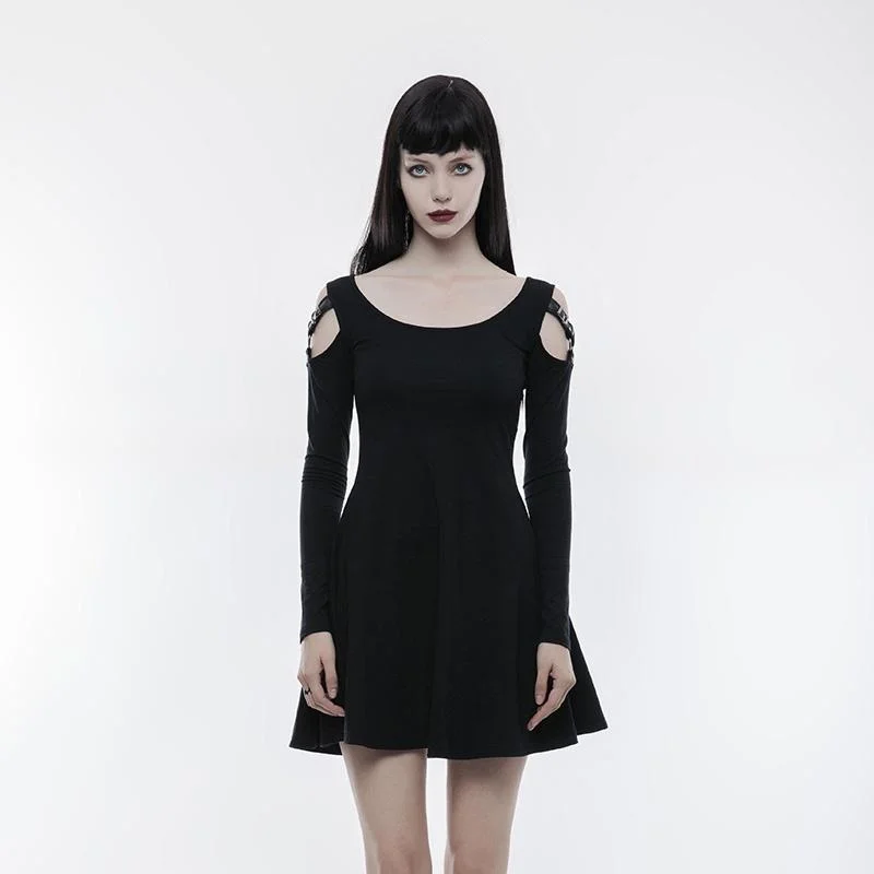 Flared Dresses for Retro -Women's Punk Off Shoulder Slim Fitted Dress