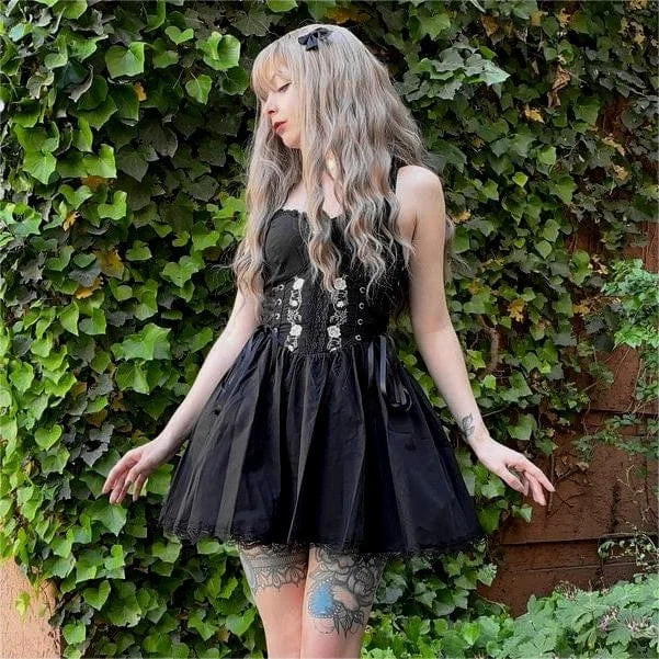 Vintage Dresses for Nostalgia -Women's Gothic Rose Slip Dress