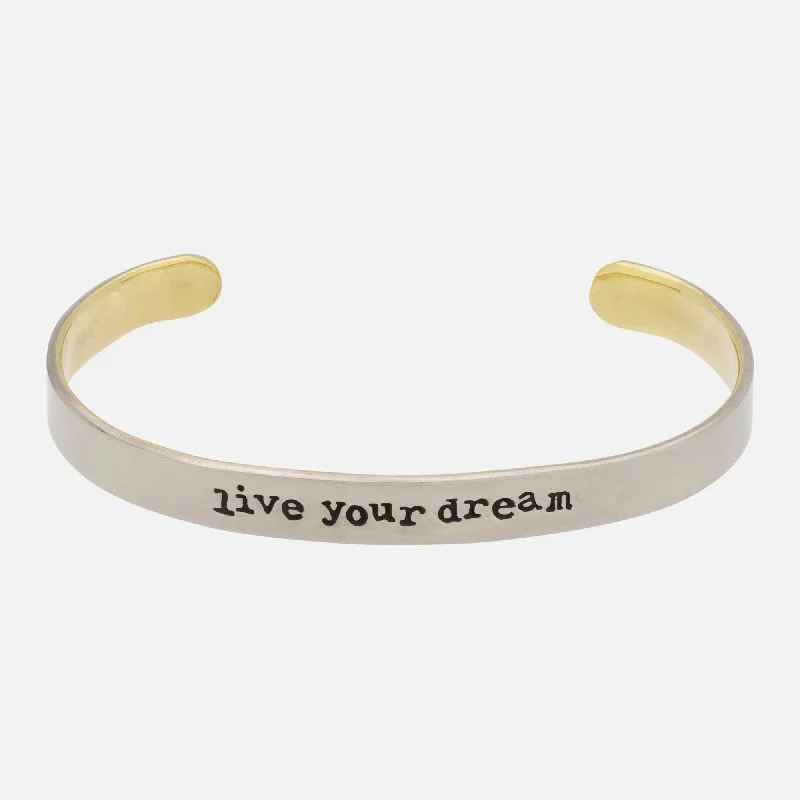 Bracelets with black diamond for bold edge -Live Your Dream Cuff Bracelet