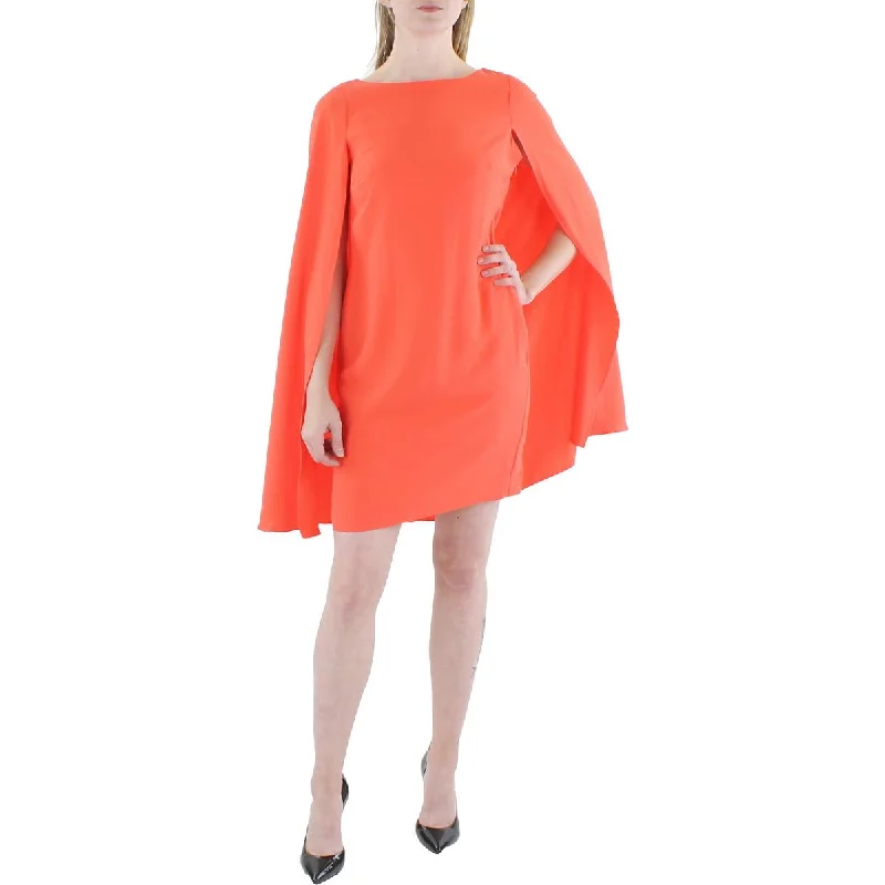 Low-waisted Dresses for Relaxed -Lauren Ralph Lauren Womens Hyannis Chiffon Cape Sleeve Cocktail and Party Dress