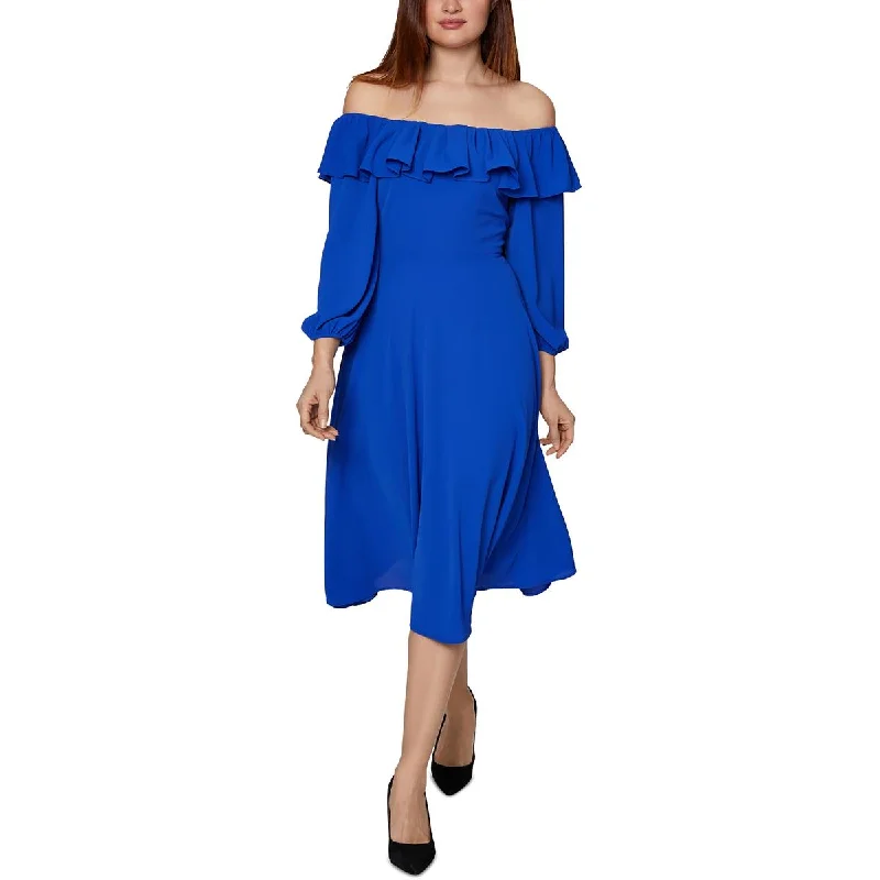 Ruffled Dresses for Girly -BCBGeneration Womens Crepe Off-The-Shoulder Cocktail and Party Dress