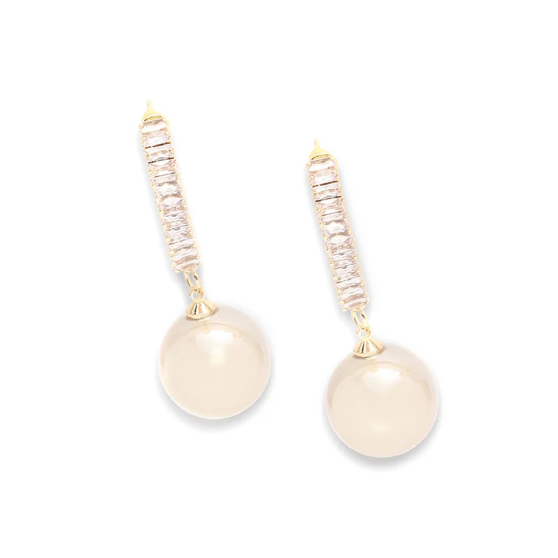 Rings with twisted rose gold band designs -Pink Color Gold Plated Party Pearls Drop Earring For Women's