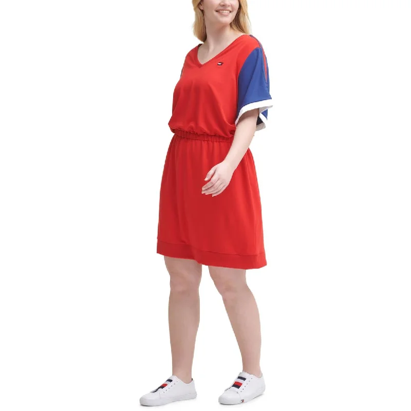 Mother's Day Dresses for Gift -Tommy Hilfiger Sport Womens Plus Colorblock Short T-Shirt Dress