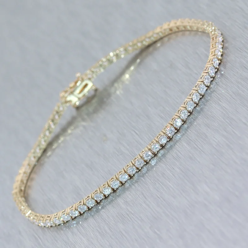 Bracelets with woven leather for rustic style -14k Yellow Gold 3.03ctw Diamond Tennis Bracelet