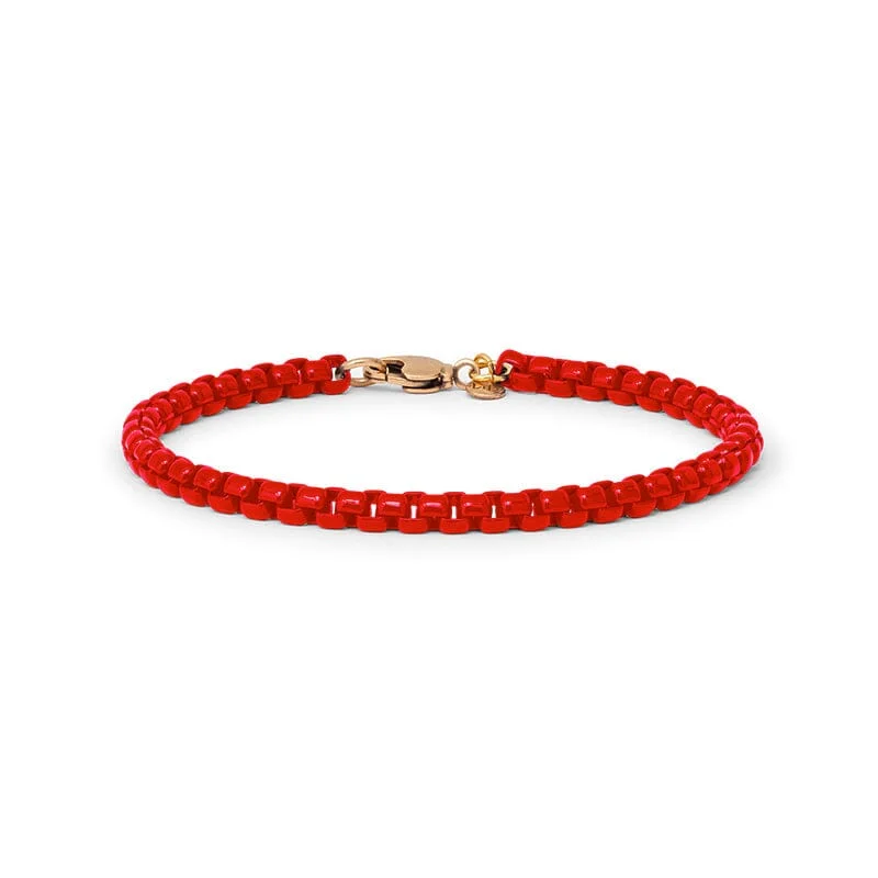 Bangles with gothic-inspired engravings for drama -Sophia Box Chain Bracelet in Scarlet