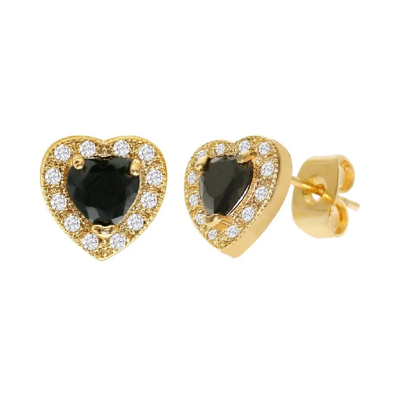 Handcrafted rings with raw emerald rough stones -Diamond Look Cubic Zirconia Black Heart Earring