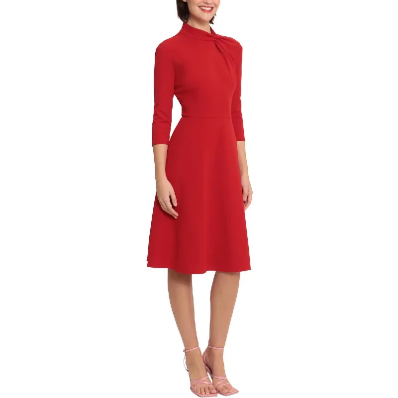 High-waisted Dresses for Flatter -Donna Morgan Womens Twist Neck Midi Fit & Flare Dress