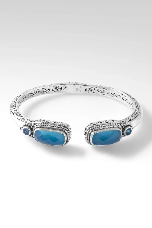 Bracelets with engraved messages for sentiment -Infinite Trust Tip-to-Tip Bracelet™ in Serenity Blue Chalcedony