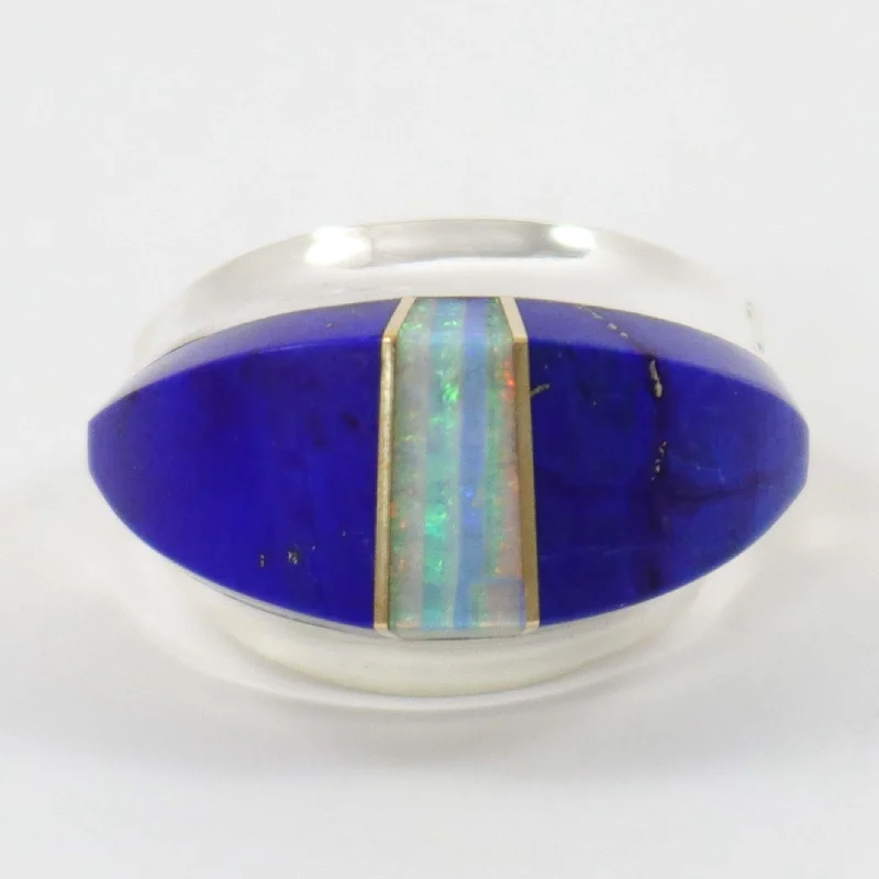 Rings with smoky quartz for muted elegance -Lapis Inlay Ring