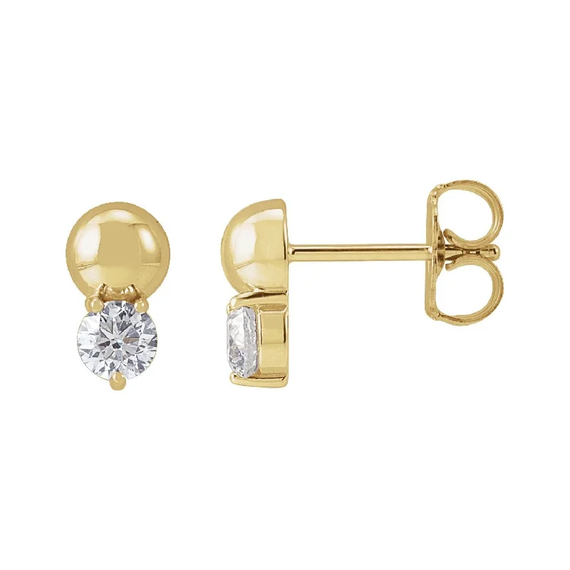 Rings with claw-set moonstone for mystique -14K Yellow Gold 1/3ct Lab-Grown Diamond Bead Earring Clarity SI, Color G-H