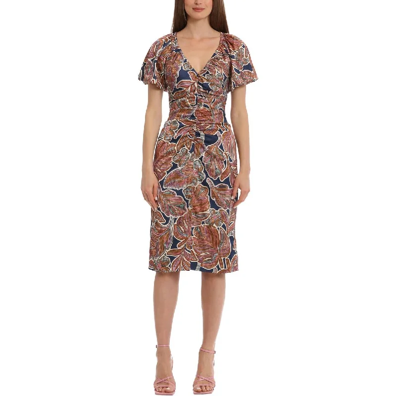 Maximalist Dresses for Bling -Maggy London Womens Floral Ruched Midi Dress