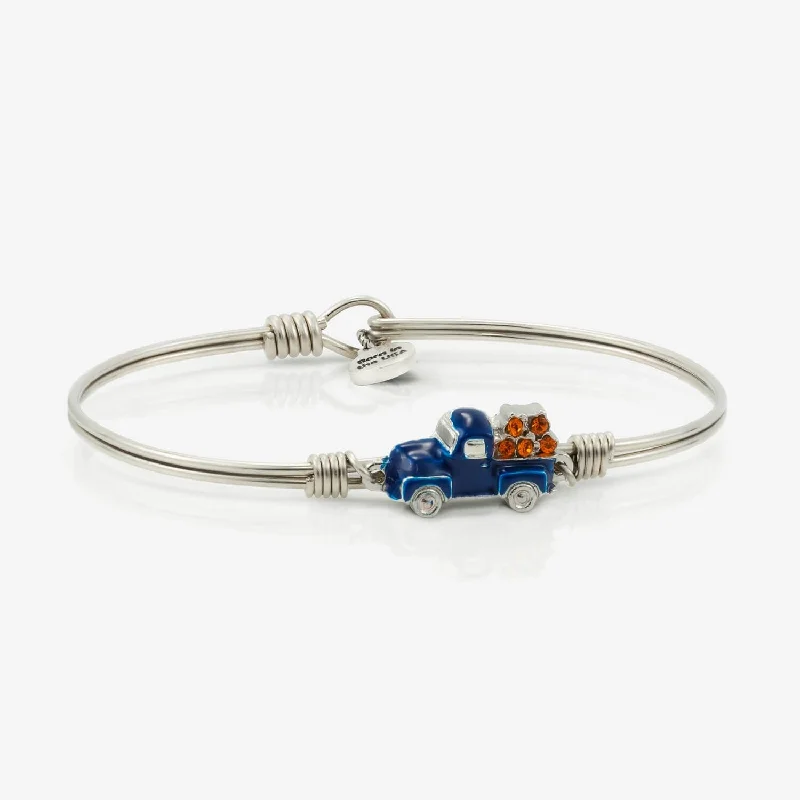 Silver bangles featuring vibrant turquoise stone inlays -Denim Daze Vintage Truck Bangle Bracelet