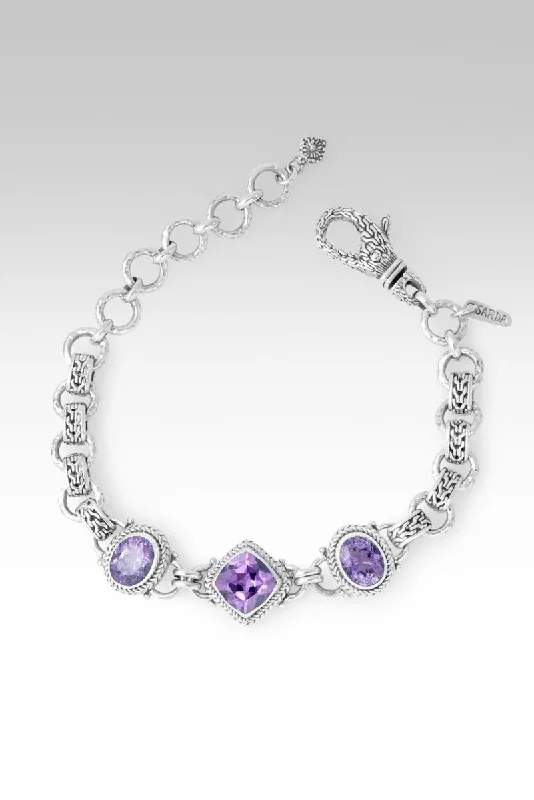 Bracelets with spiral designs for eye-catching twist -Sweet Victory Bracelet™ in Plum Lab Created Sapphire