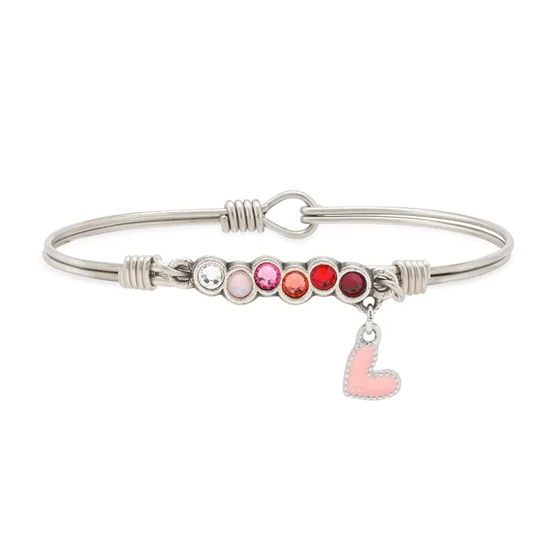 Bangles with rose gold filigree for elegance -Pink Heart Starlight Bangle Bracelet In Love Ombre