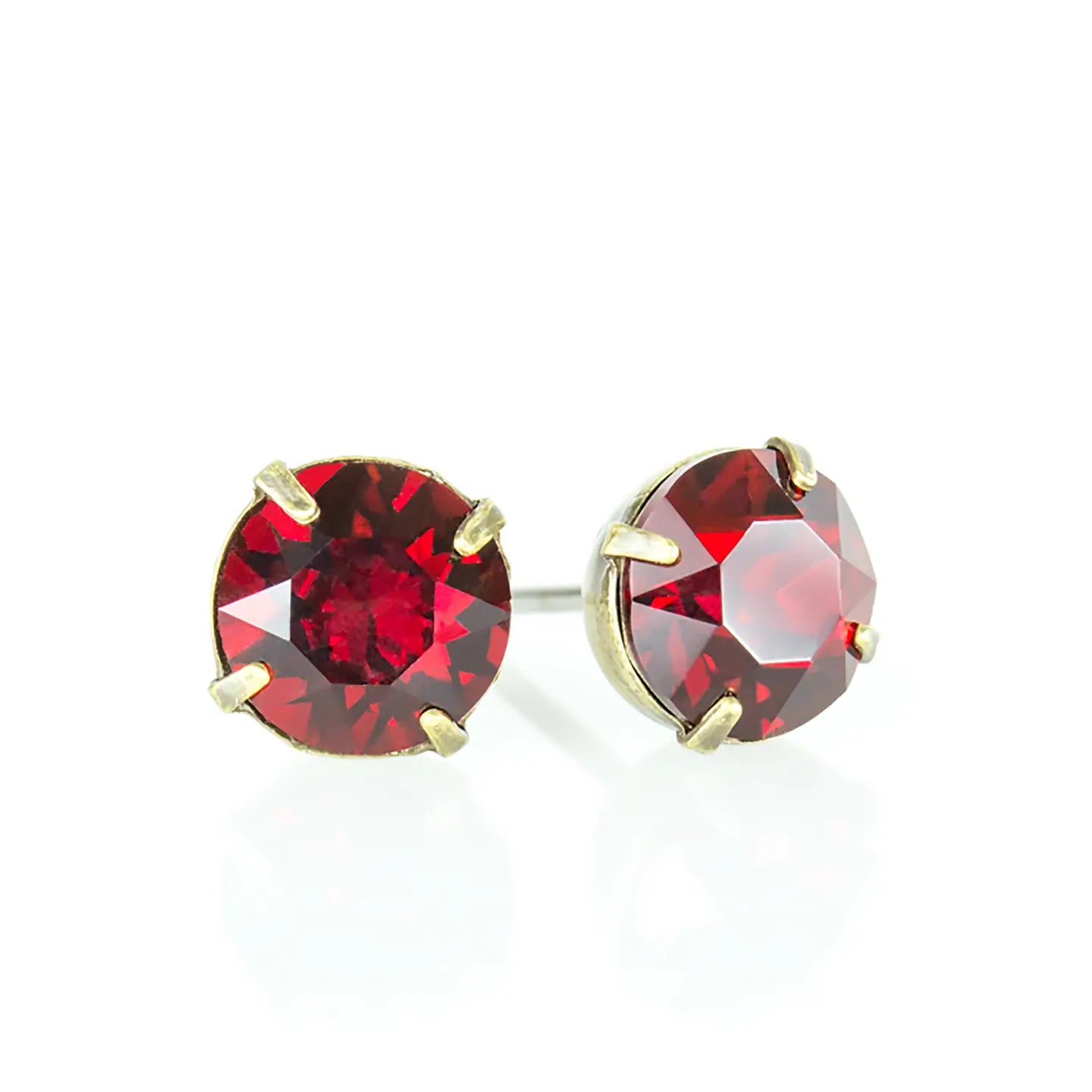 Rings with vintage-inspired rose-cut diamonds -Simple Crystal Stud Earring - Brass - 6mm (RED)