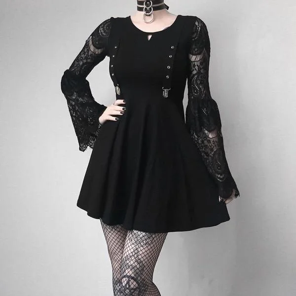 Short-sleeved Dresses for Summer -Women's Lace Sleeve Punk Dress