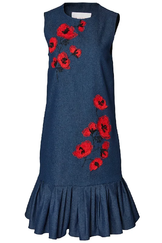 Wrap Dresses for Adjustable -Embroidered Sleeveless Shift Dress