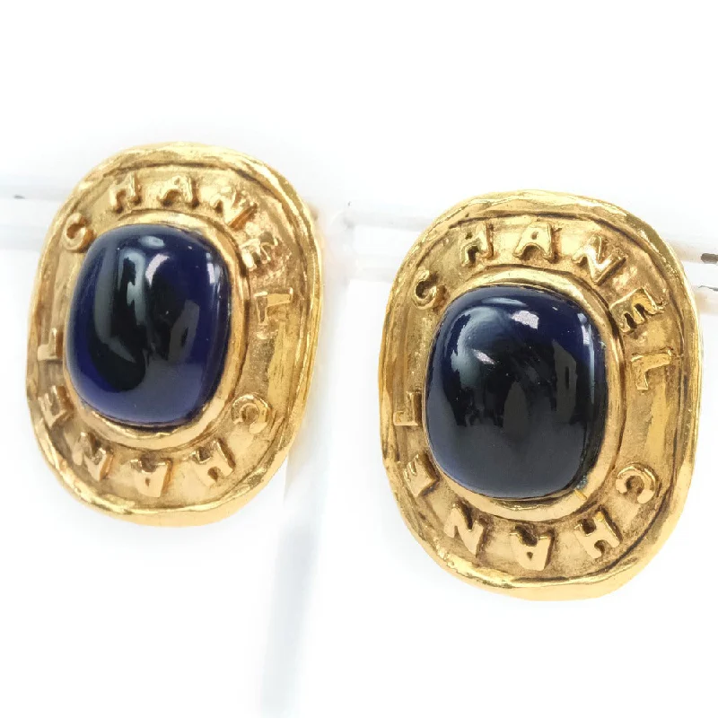 Rings with sleek black agate for edge -【Suale  OFF】Chanel CHANEL Earring Vintage Color Stone G Plated  Blue Stone Blue Gold 26 Square  【A- 】