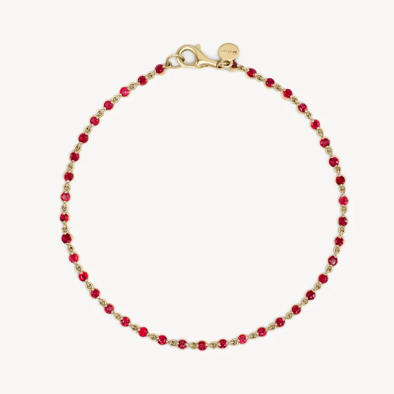 Bracelets with sleek topaz for icy shine -Wrapped in Rubies Tennis Bracelet