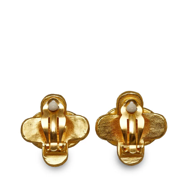 Rings with carved onyx for bold sleekness -Chanel Vintage Cocomark Cross Earring Gold  Ladies Chanel