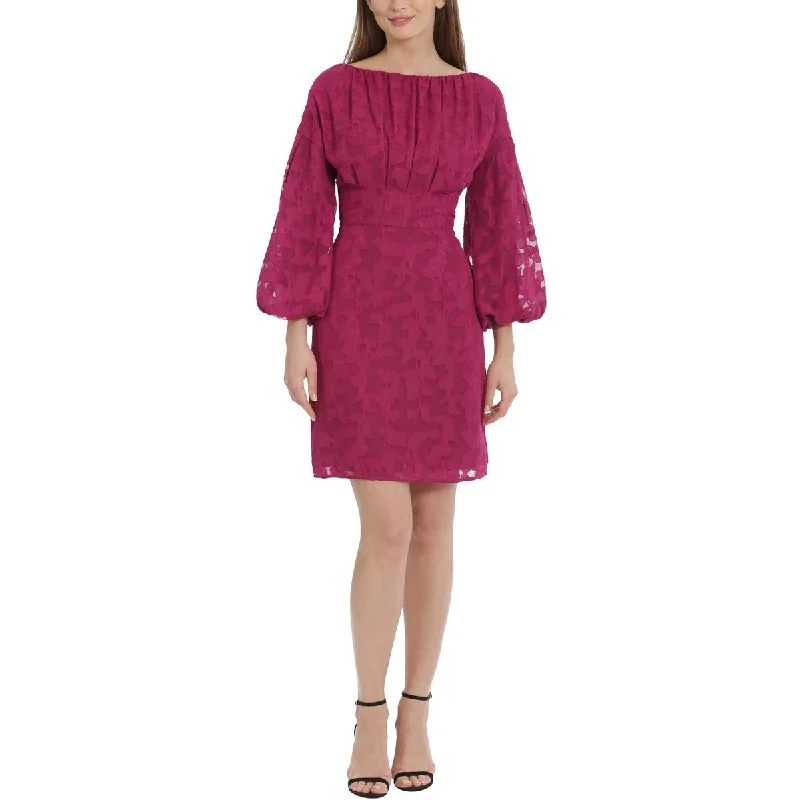 Midi Dresses for Versatile Wear -Maggy London Womens Lace Overlay Above Knee Shift Dress