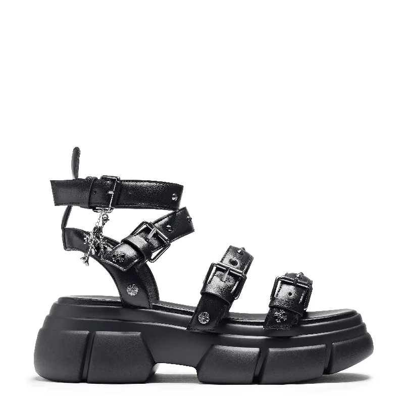 Fashionable sandals for men with flip-flop design and cushioned footbed-A Raining Vengeance Charm Platform Sandals