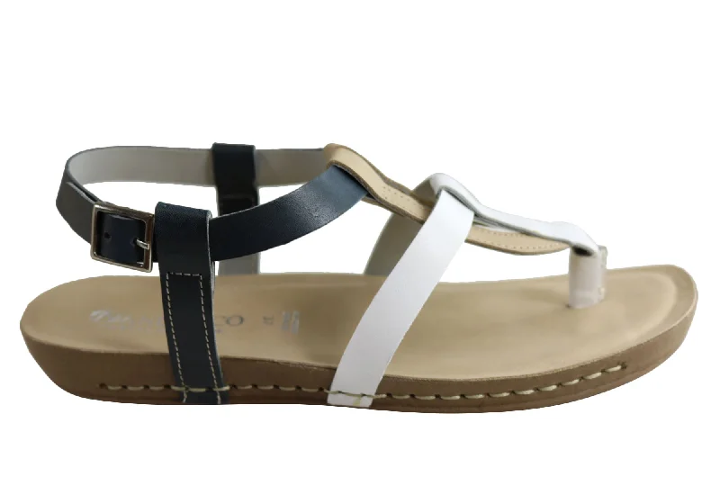 Elegant sandals for women with decorative buckle and strappy design for chic look-Andacco Botany Womens Comfortable Leather Sandals Made In Brazil