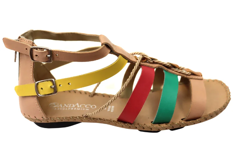 Trendy sandals for women with buckle closure and vibrant color options-Andacco Romio Womens Comfortable Leather Sandals Made In Brazil