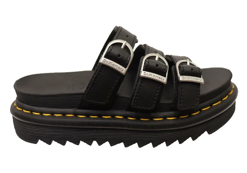 Slip-on sandals for women with adjustable straps and flexible material for comfort-Dr Martens Womens Comfortable Platform Blaire Slide Sandals