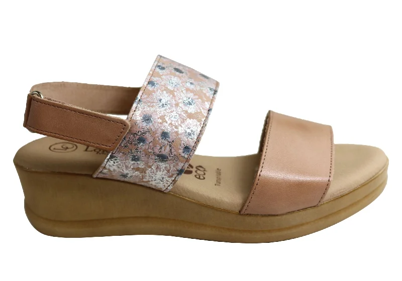 Stylish sandals for women with metallic leather straps and cushioned footbed-Lola Canales Ava Womens Comfort Leather Wedge Sandals Made In Spain