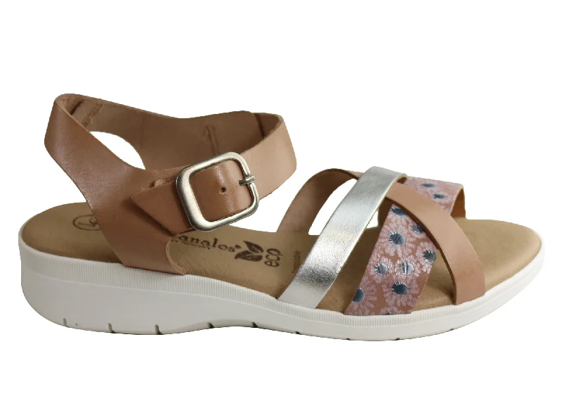 Comfortable sandals for men with breathable straps and durable slip-resistant soles-Lola Canales Daisy Womens Comfortable Leather Sandals Made In Spain