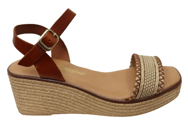 Comfortable sandals for women with plush straps and flexible soles for daily use-Lola Canales Pambula Womens Spanish Leather Wedge Sandals