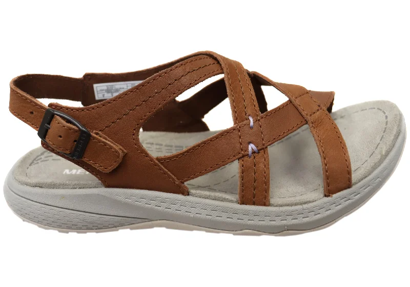 Trendy sandals for women with lace-up details and bold color accents for style-Merrell Momentum Agave Womens Comfortable Leather Sandals