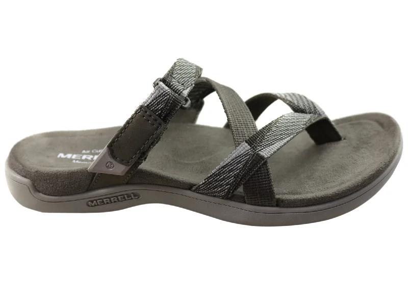 Stylish sandals for men with faux leather straps and supportive insoles for comfort-Merrell Womens District Mendi Thong Comfortable Sandals