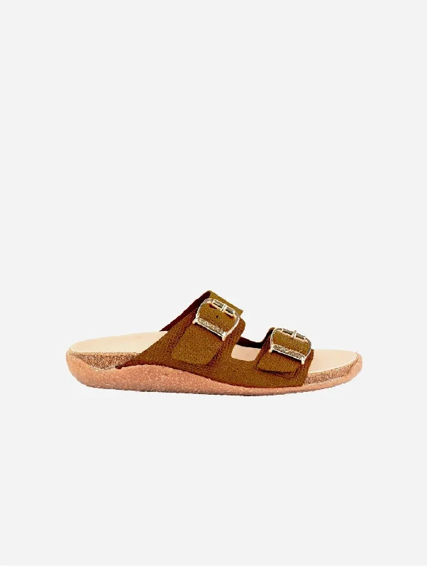 Outdoor sandals for men with durable rubber sole and adjustable straps-My Footbed Vegan Cork & Corn Sandals | Cognac