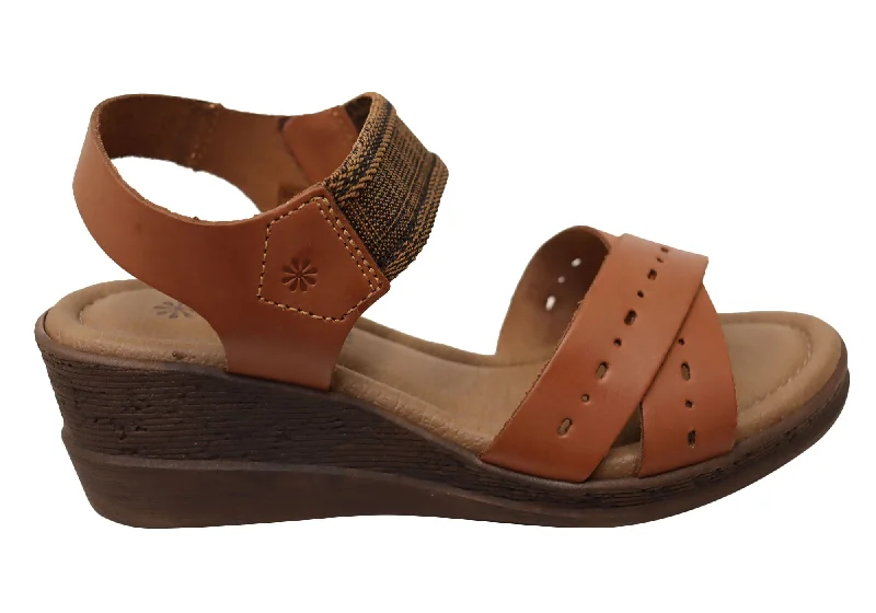 Stylish sandals for men with leather straps and trendy buckle design for versatile looks-New Face Emily Womens Comfortable Leather Wedge Sandals Made In Brazil