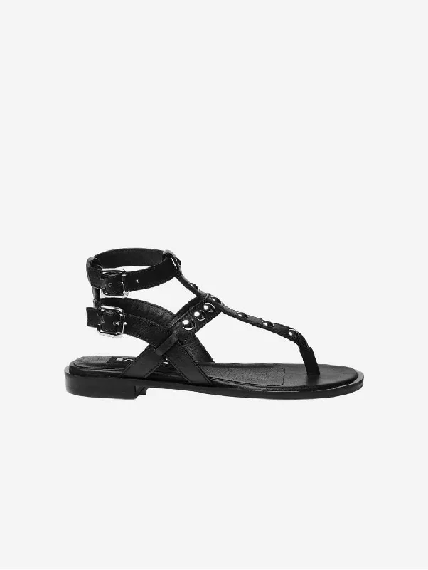 Casual sandals for men with adjustable straps and breathable material for comfort-Nox Vegan Grape Leather Gladiator Sandals | Black