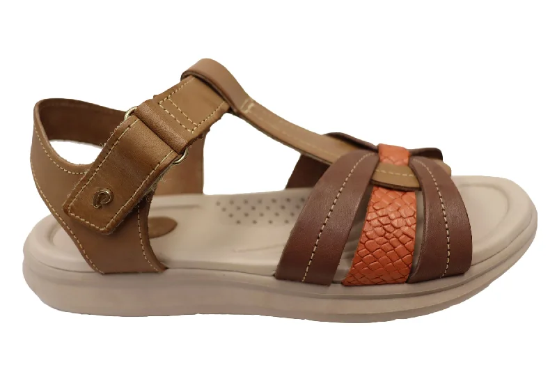 Fashionable sandals for men with velcro closure and sporty design for casual outings-Pegada Dorita Womens Comfortable Leather Sandals Made In Brazil